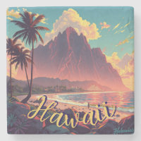 Vintage Style Hawaiian Travel Honolulu Mid-Pacific