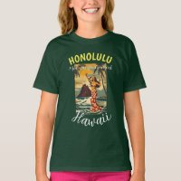 Vintage Style Hawaiian Travel Honolulu Mid-Pacific