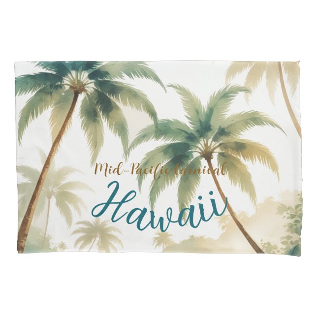 Vintage Style Hawaiian Travel Honolulu Pillowcase (Front)