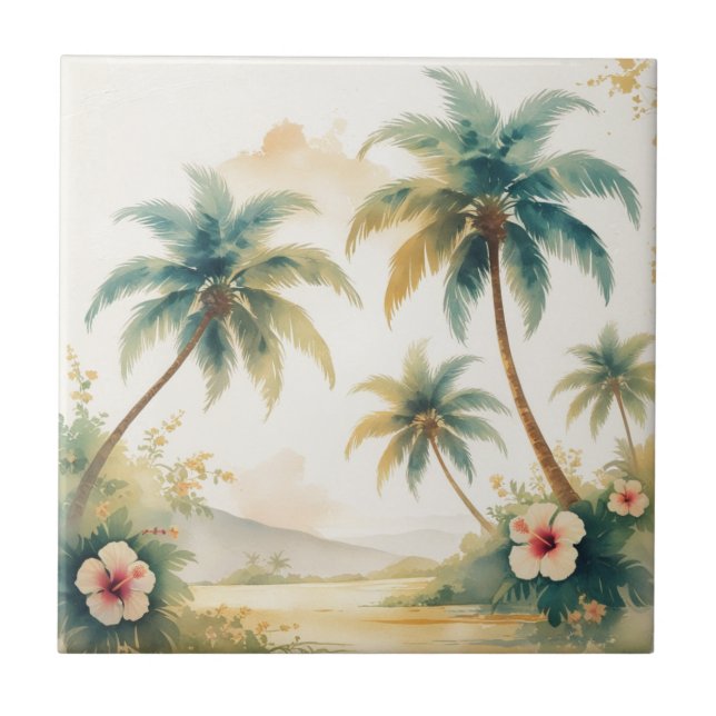 Vintage Style Hawaiian Travel Honolulu Tile (Front)