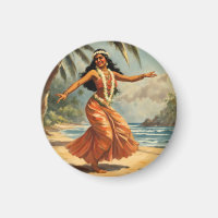 Vintage Style Hawaiian Travel Hula Girl Dancing