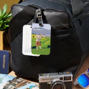 Vintage Style Highlands Golfing Scene V1 Luggage Tag