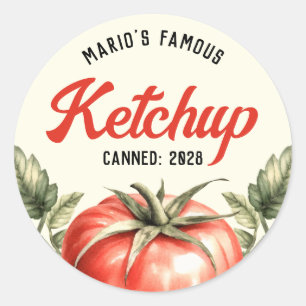 Vintage style Homemade Tomato Ketchup canning  Classic Round Sticker