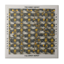 Vintage Style HoneyBee Pattern Name Ceramic Tile