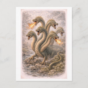 Vintage-Style Hydra (Myth Series) Illustration Postcard