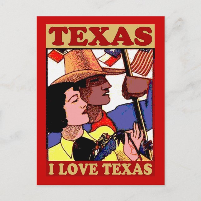 Vintage Style I Love Texas Postcard (Front)