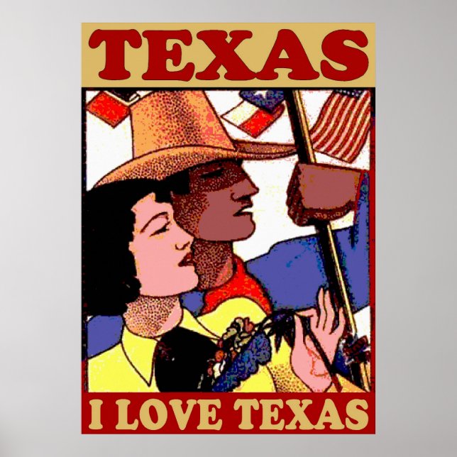 Vintage Style I Love Texas Poster (Front)