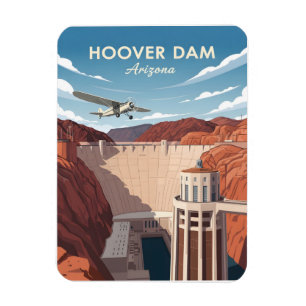 Vintage style illustration of hoover dam  magnet