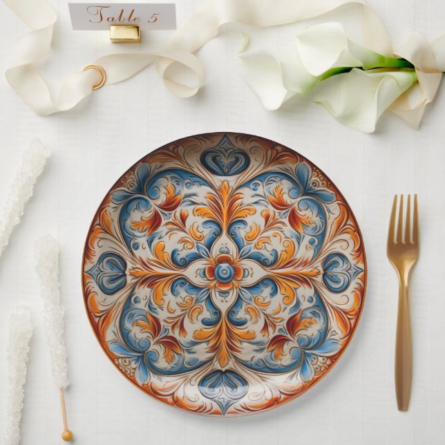 Vintage-Style Italian Pottery Inspired Paper Plate (Wedding)