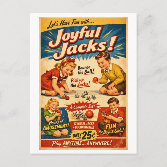 Vintage-Style Jacks Advertisement Postcard (Front)