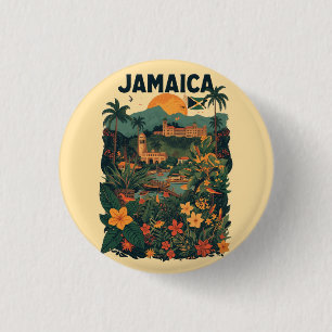 Vintage Style Jamaica Travel Illustration 3 Cm Round Badge