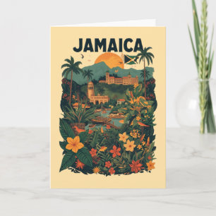 Vintage Style Jamaica Travel Illustration Card