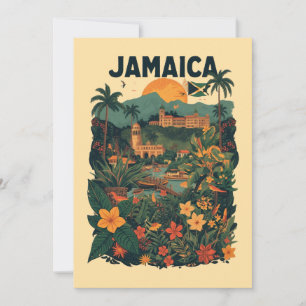 Vintage Style Jamaica Travel Illustration Holiday Card