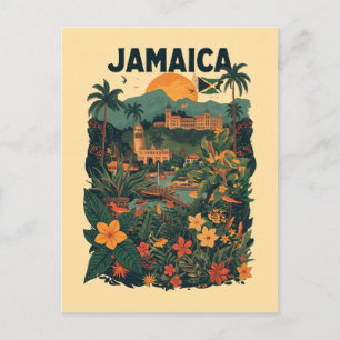 Vintage Style Jamaica Travel Illustration Holiday Postcard