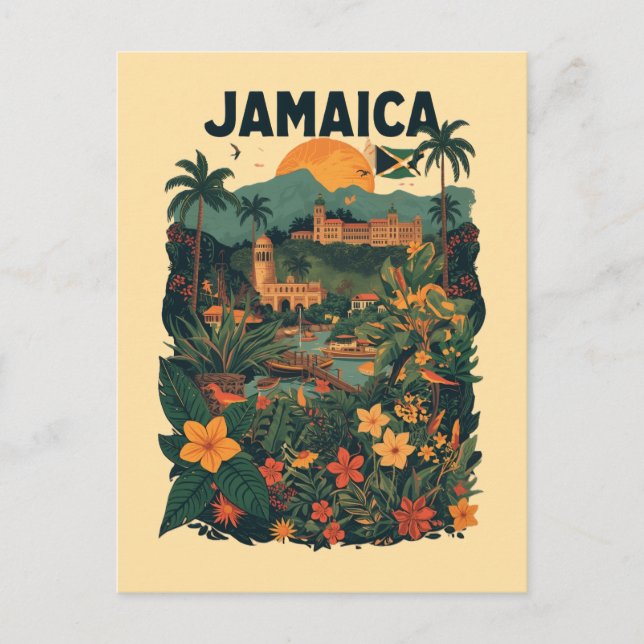 Vintage Style Jamaica Travel Illustration Holiday Postcard (Front)