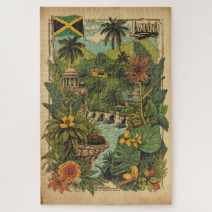 Vintage Style Jamaica Travel Illustration Jigsaw Puzzle