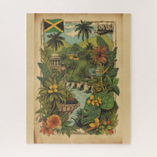 Vintage Style Jamaica Travel Illustration Jigsaw Puzzle