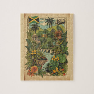Vintage Style Jamaica Travel Illustration Jigsaw Puzzle