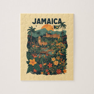 Vintage Style Jamaica Travel Illustration Jigsaw Puzzle