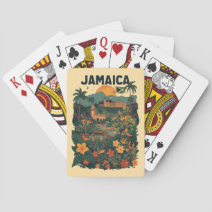 Vintage Style Jamaica Travel Illustration Playing Cards