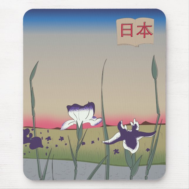 Vintage Style Japan Flowers Mouse Pad (Front)