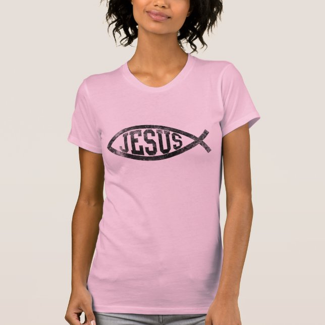 Vintage Style Jesus Fish Ichthys T-Shirt (Front)