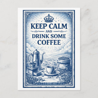 Vintage-Style "Keep Calm" Coffee Postcard