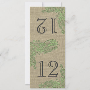 Vintage Style Lace Design Green Table Number