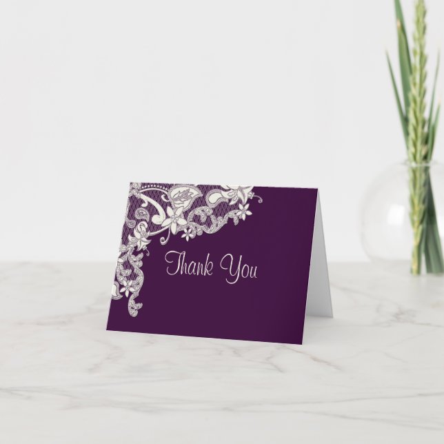 Vintage Style Lace Photo Thank You Card (Front)