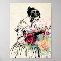 Vintage style Lady with book 