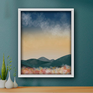 Vintage Style Landscape Wall Art Mountains Poster