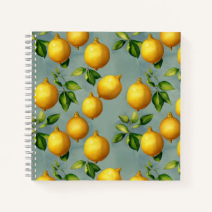 Vintage Style Lemons Pattern Wallpaper Art Notebook