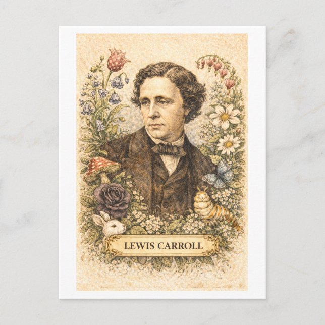 Vintage-Style Lewis Carroll Writer Postcard (Front)