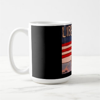 Vintage Style Liberté Portrait with American Flag Coffee Mug