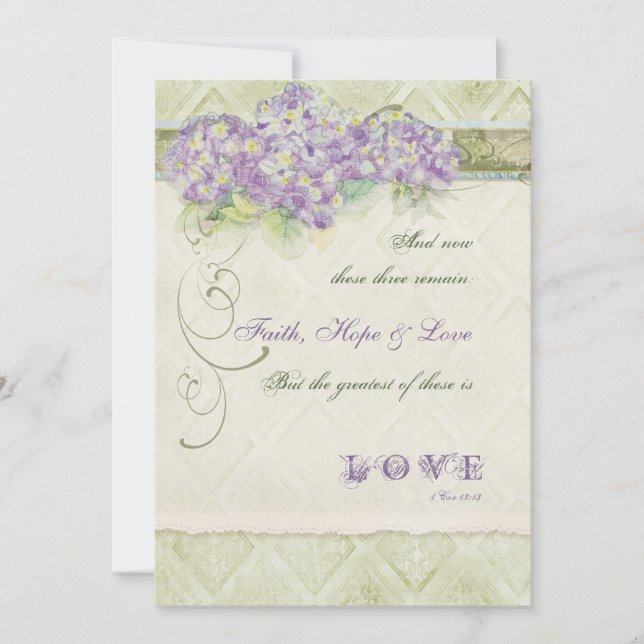 Vintage Style Lilac Hydrangea - Wedding Invitation (Front)