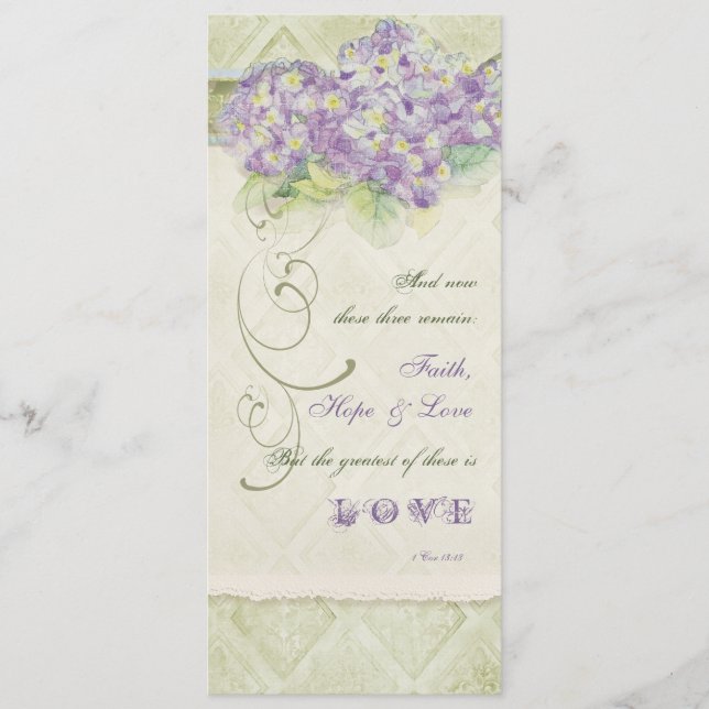 Vintage Style Lilac Hydrangea - Wedding Program Programme (Front)