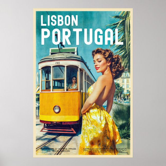 Vintage Style Lisbon Travel Poster (Front)