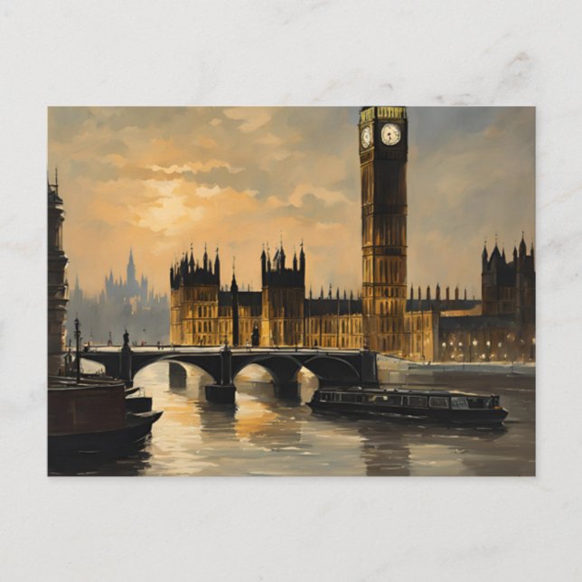 Vintage Style London Travel Big Ben Parliament Postcard (Front)