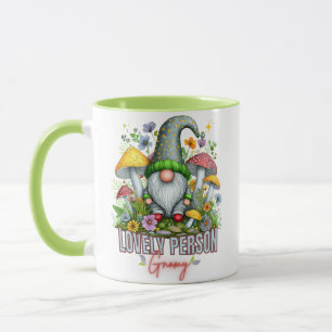 Vintage Style Lovely Gnome with Mushrooms Art Mug