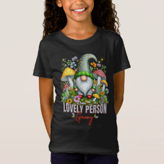 Vintage Style Lovely Gnome with Mushrooms Art T-Shirt