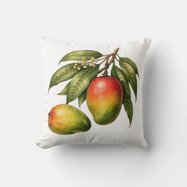 Vintage Style Mango Fruit Branch  Cushion (Front)