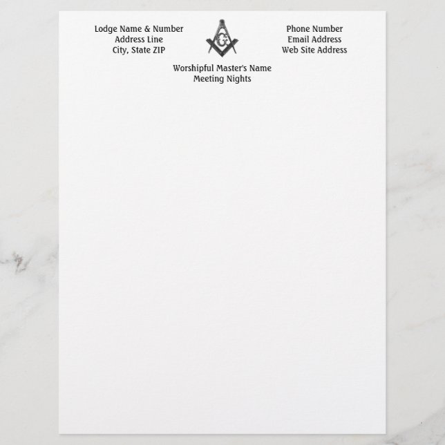 Vintage Style Masonic Lodge Letterhead Template (Front)