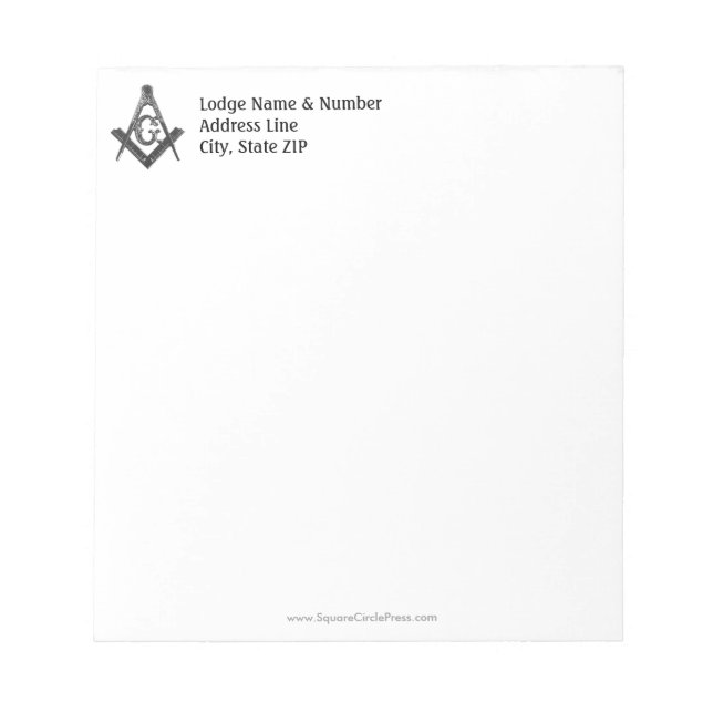 Vintage Style Masonic Lodge Notepad (Front)