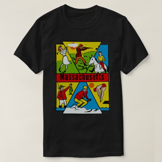 Vintage Style Massachusetts  T-Shirt (Design Front)