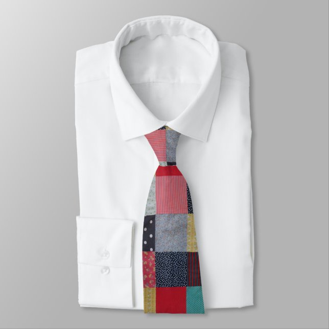 vintage style material colourful patchwork tie (Tied)