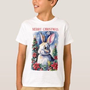 Vintage Style Merry Christmas Baby Bunny Rabbit T-Shirt
