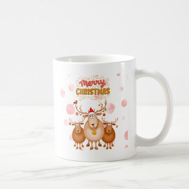 Vintage style Merry Christmas mugs with deer (Right)