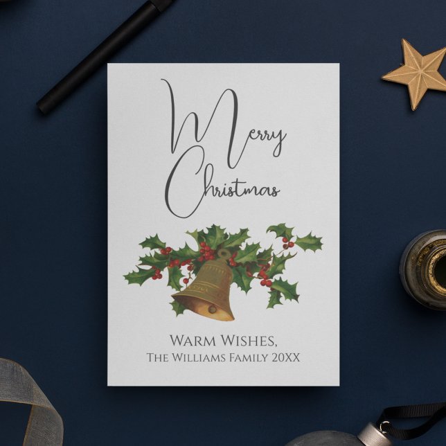 Vintage Style Mistletoe Bell Merry Christmas Holiday Card (Vintage Style Mistletoe Bell Merry Christmas Holiday Card
)