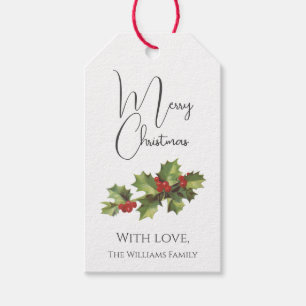 Vintage Style Mistletoe Merry Christmas Gift Tags