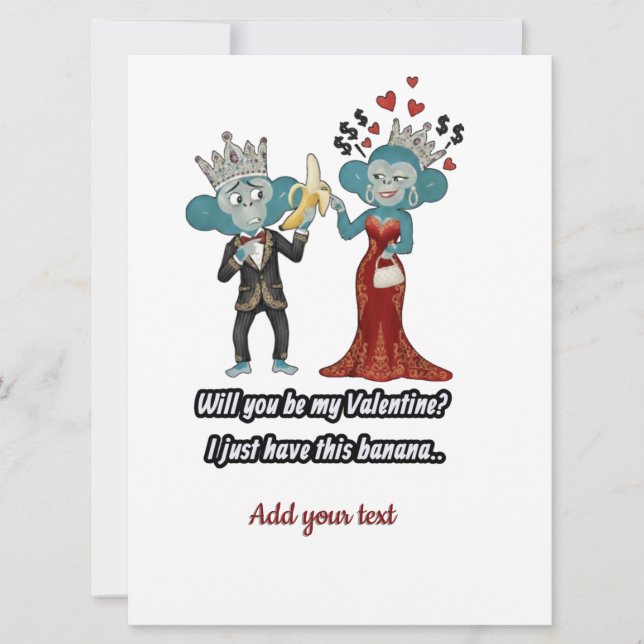 Vintage style monkey couple art holiday card (Front)